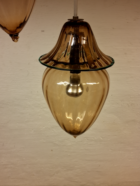 2 stk Vintage Amber glas lamper